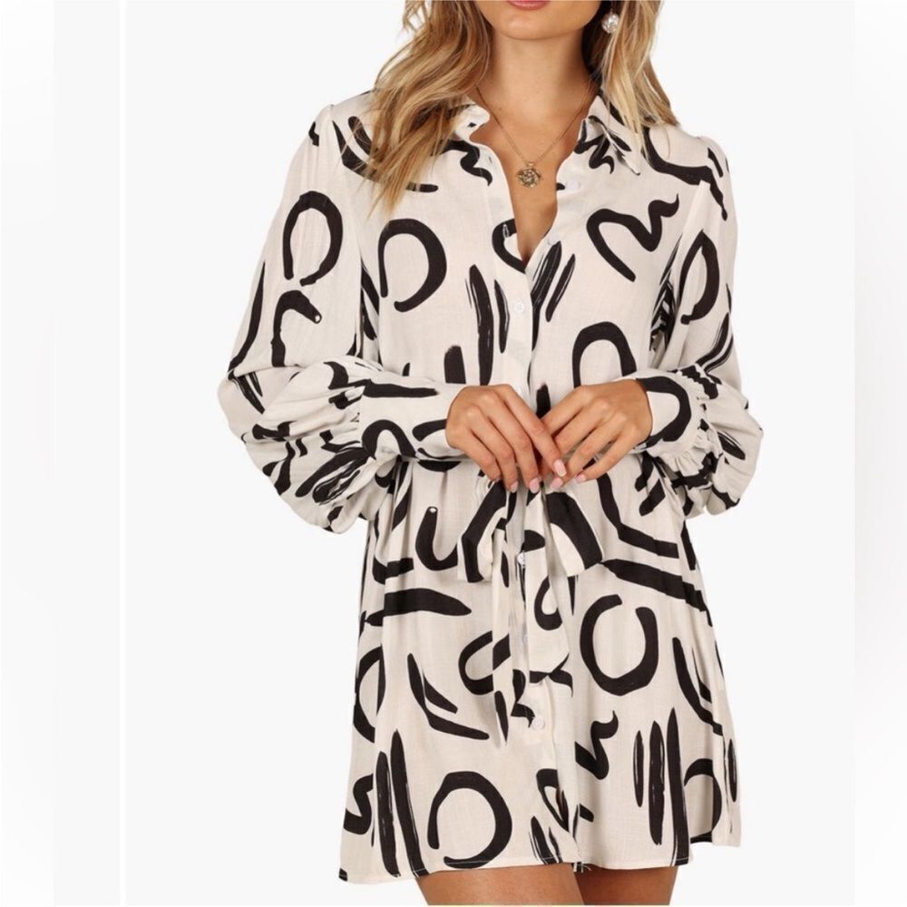 Petal & Pup Cosmo Belted Mini Shirtdress NWT size L - Picture 4 of 5